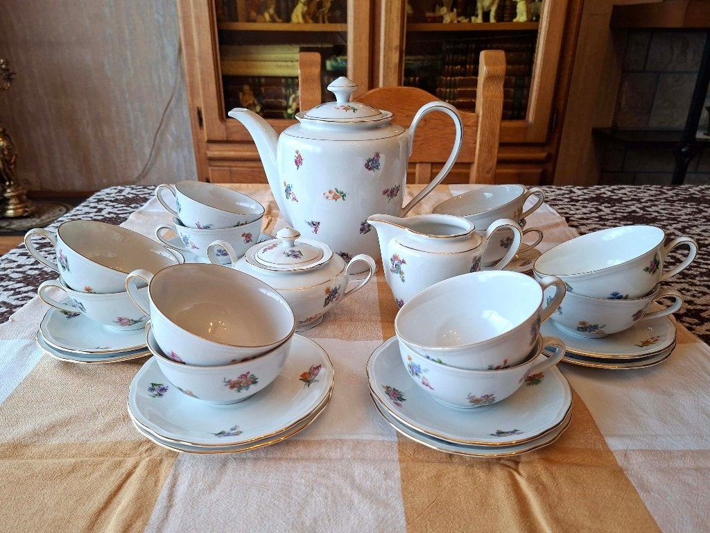 Antiek koffieservies voor 12 personen, Antiquités & Art, Antiquités | Services (vaisselle) complet, Enlèvement