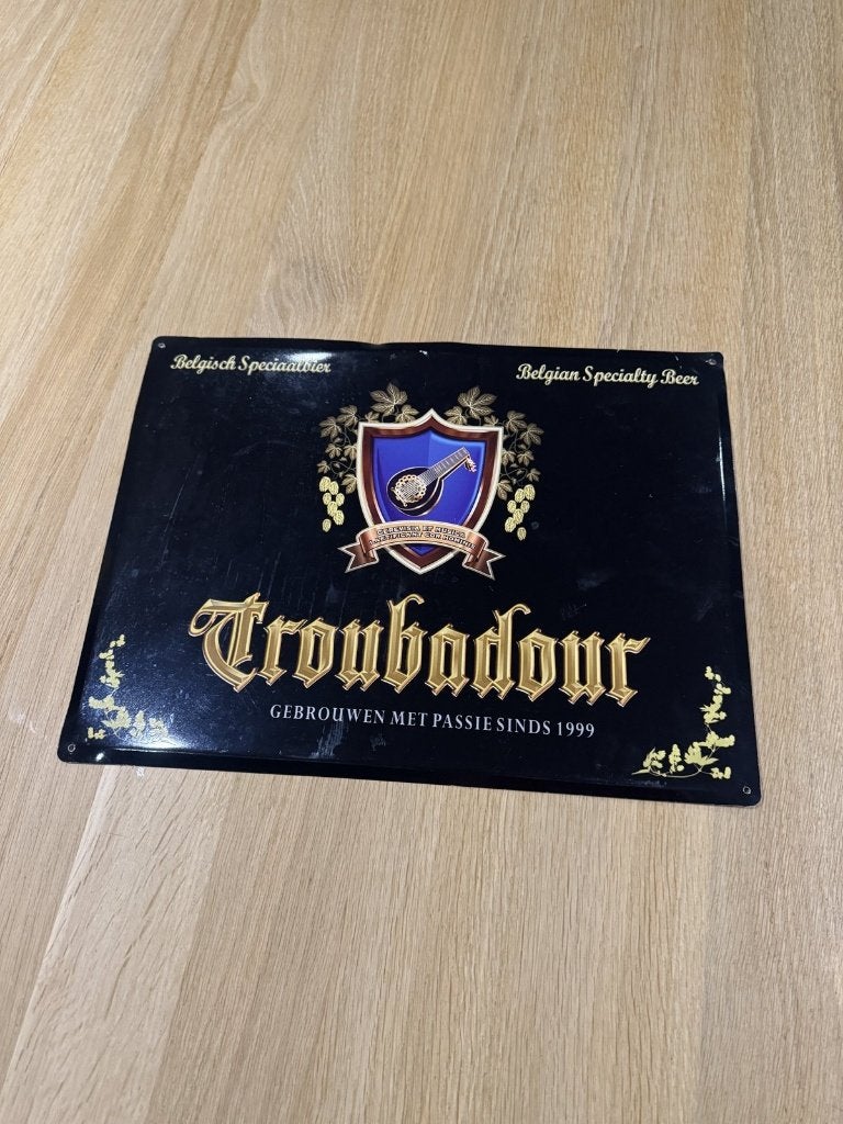 2 x Troubadour metalen reclamebord, Verzamelen, Ophalen, Gebruikt