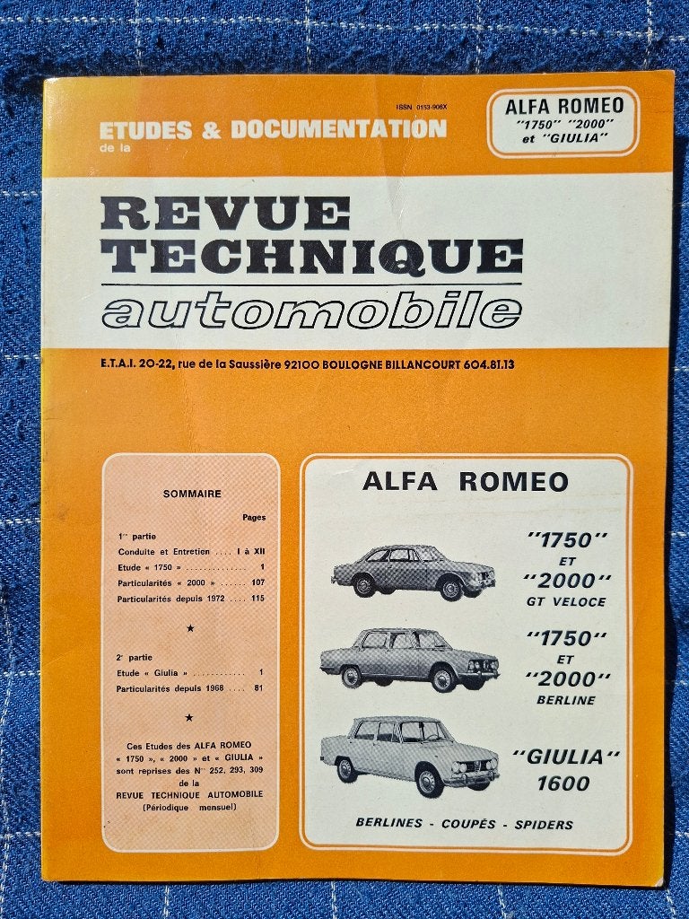 Revue technique  Alfa Roméo, Enlèvement ou Envoi