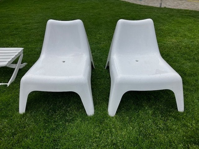 Ikea witte tuinstoelen, Tuin en Terras, Ophalen, Zo goed als nieuw, Kunststof, Stapelbaar