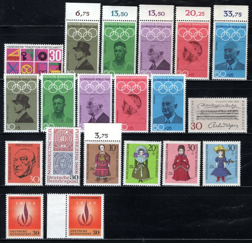 DUITSLAND Lot 1968 MNH, Postzegels en Munten, Verzenden, BRD, Postfris