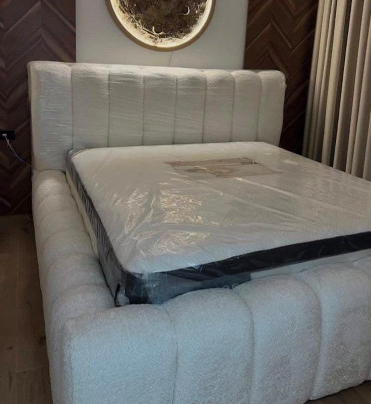 Luxury Teddystof Tweepersoonsbed 160x200 180x200 met Matras, Verzenden, Nieuw, Tweepersoons, Beige