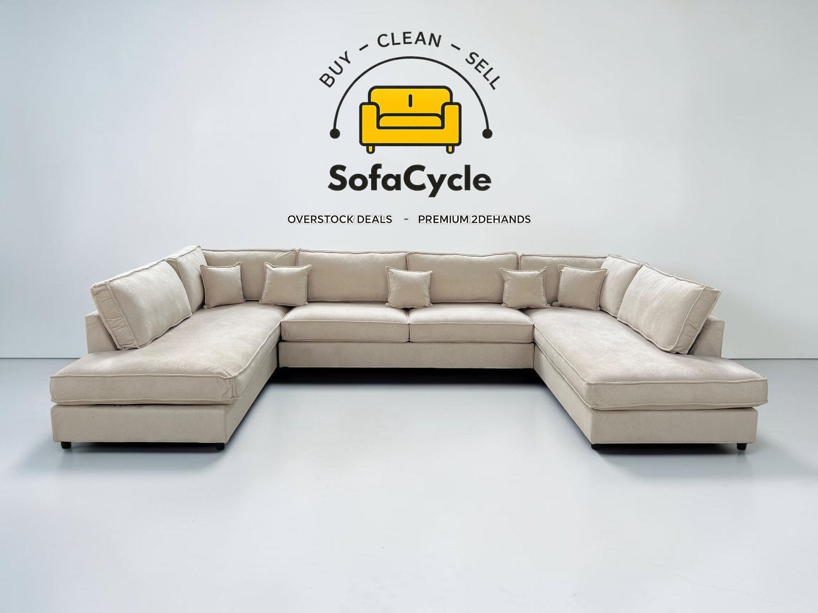 U - zetel beige ribstof - overstock/ TOPDEAL - SofaCycle, Ophalen of Verzenden, Zo goed als nieuw, SofaCycle, Info@sofacycle.be