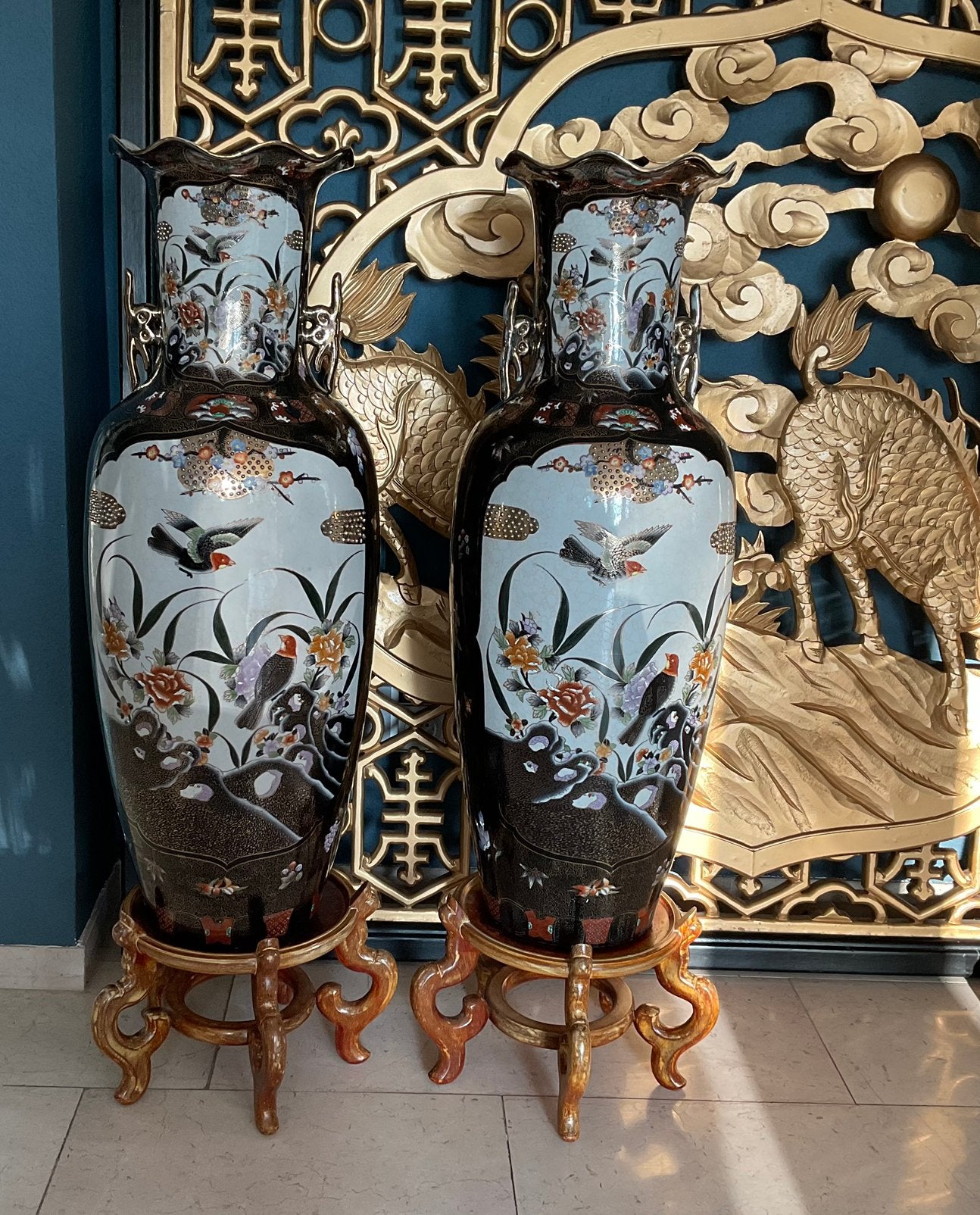 Set grote  Chinese vazen 70cm Chinees porselein Ooster Japan, Enlèvement