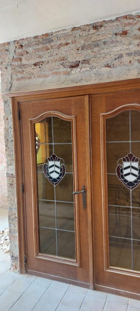 Eiken dubbele deur, Doe-het-zelf en Bouw, Ophalen, Gebruikt, 120 cm of meer, Binnendeur