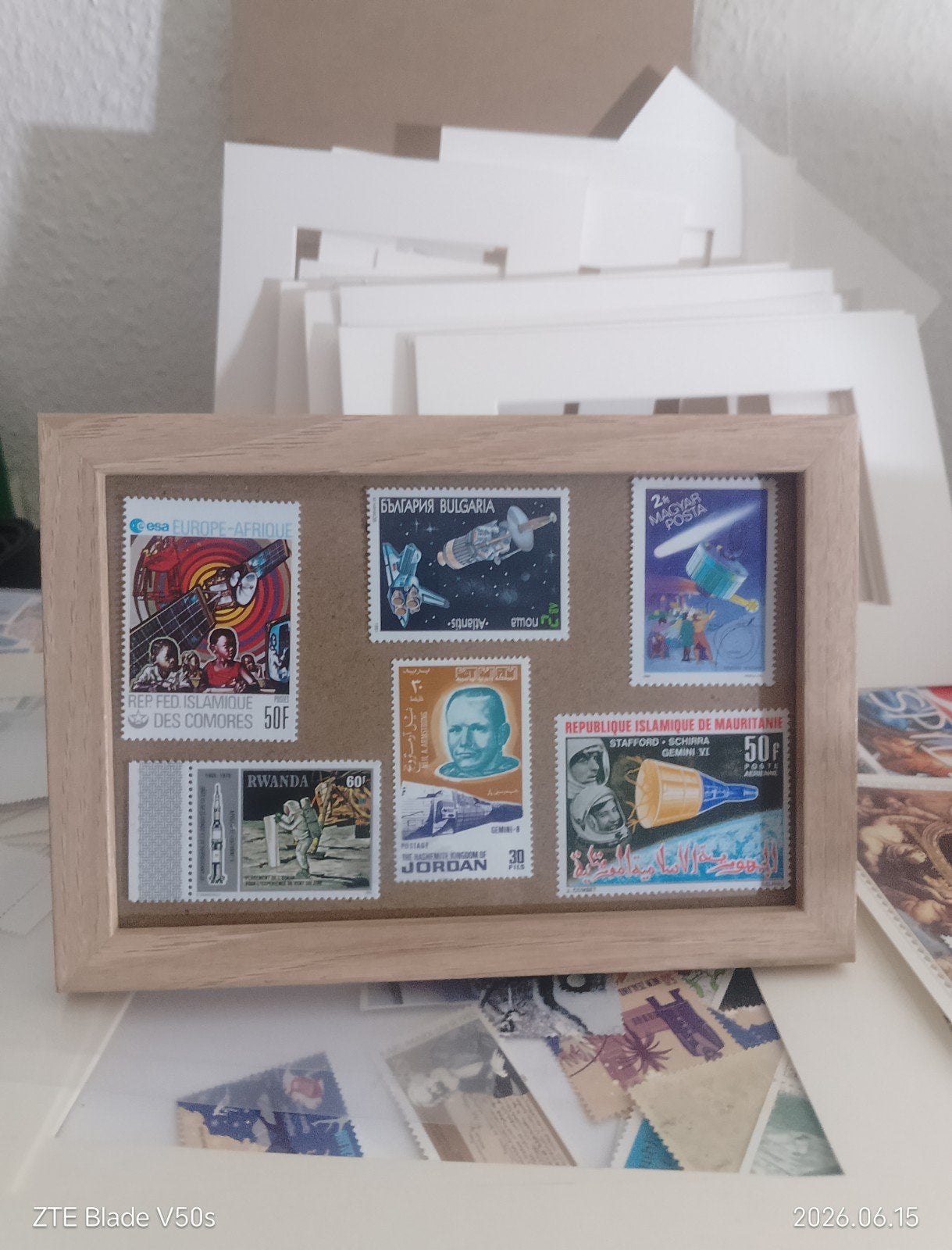postzegels postfrisch ruimtevaart inglijst, Postzegels en Munten, Ophalen of Verzenden