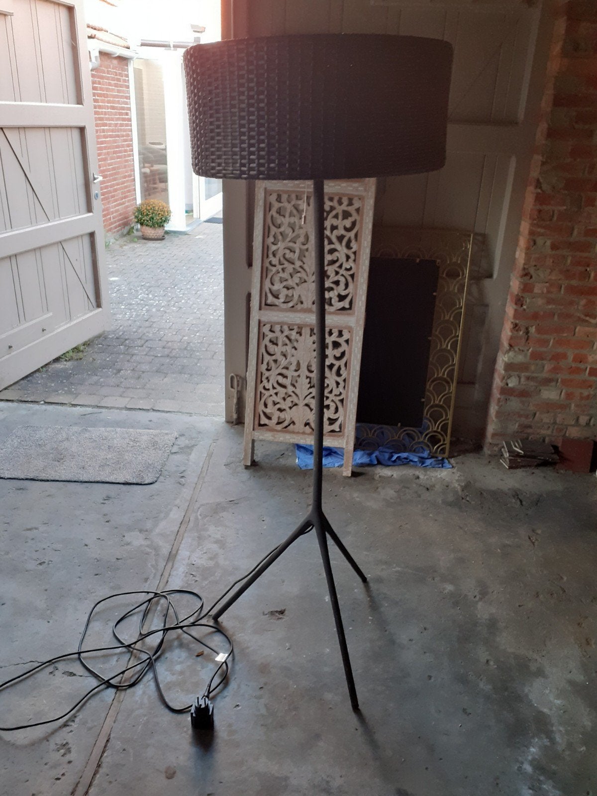 Terraslamp bruin 162 cm, Tuin en Terras, Ophalen, Zo goed als nieuw, Kunststof, Staande lamp