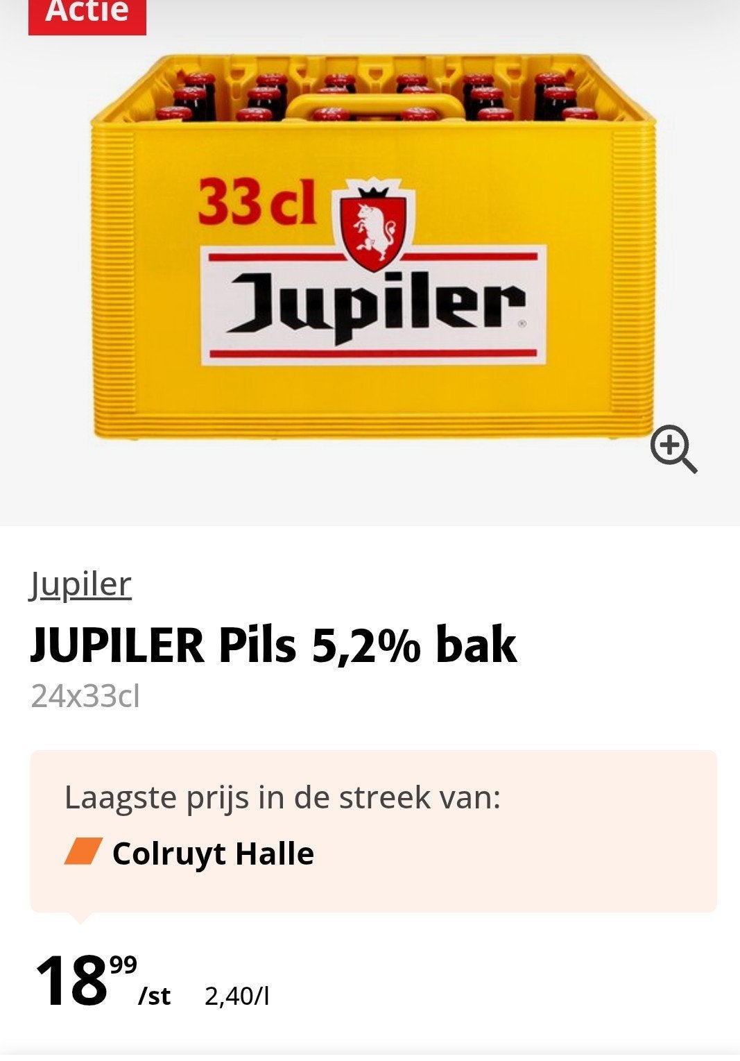 2 contenants de Jupiler 33cl, Enlèvement