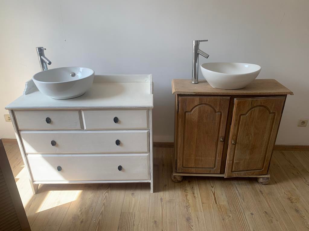 2 meubles de salle de bain + 1 miroir, Ophalen, Gebruikt, Wasbak of Wastafel