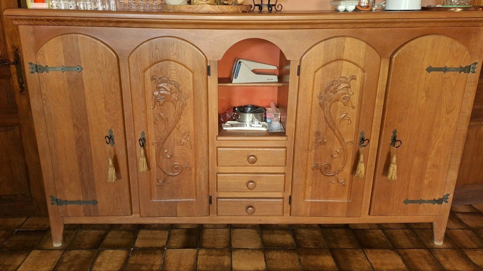 Salle à manger chêne massif, Maison & Meubles, Enlèvement, Utilisé, Chêne, Ancien