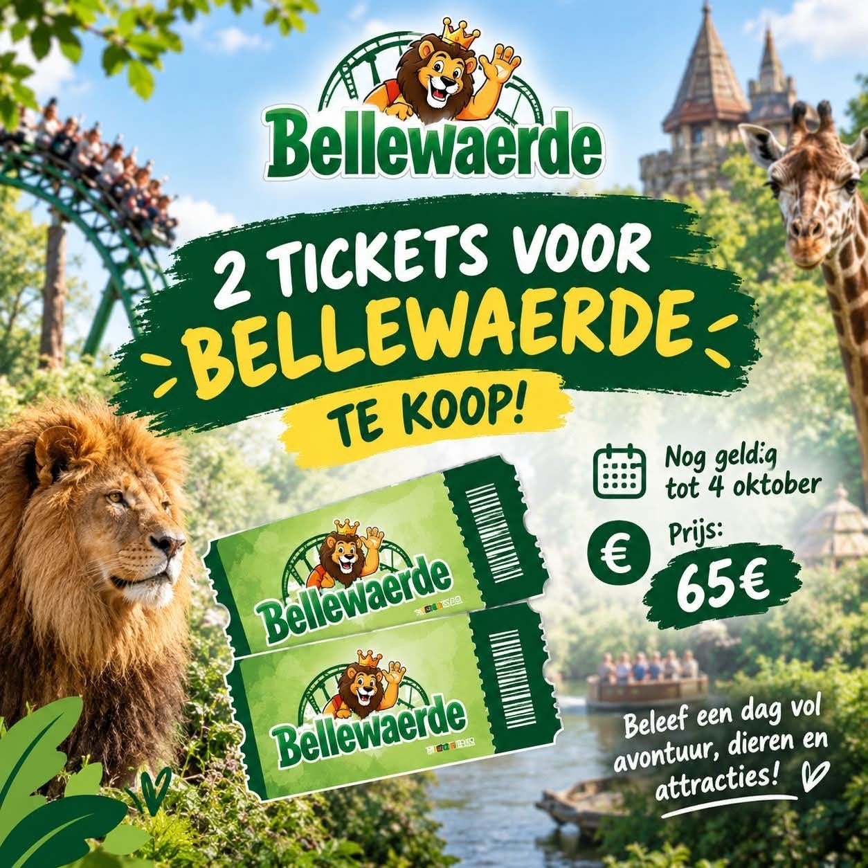 2 billets électroniques pour Bellewaerde, Tickets & Billets