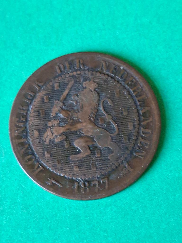 1877 halve stuiver in brons Willem III, Postzegels en Munten, Munten | Nederland, Verzenden, Koning Willem III, Overige waardes