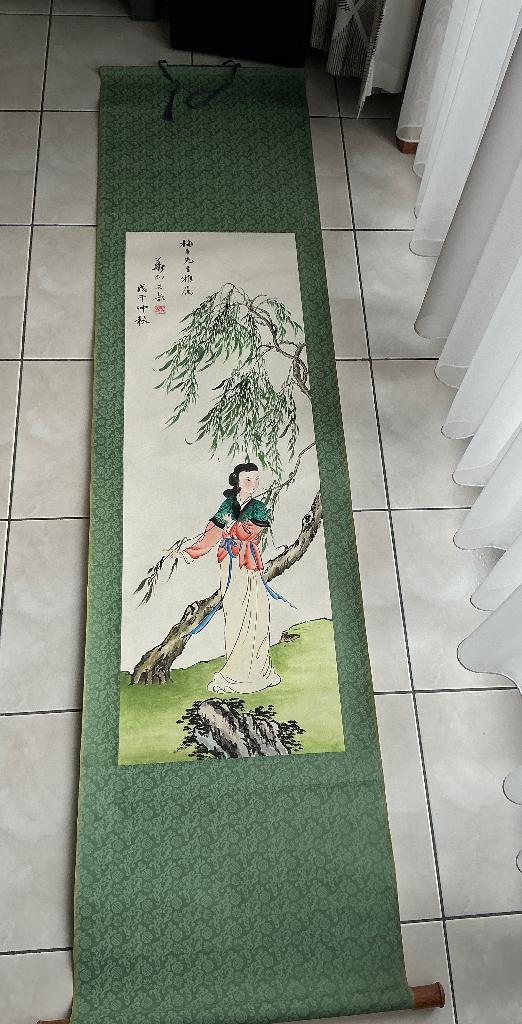 Ancienne peinture Chinoise en rouleau, voir photos !, Enlèvement ou Envoi