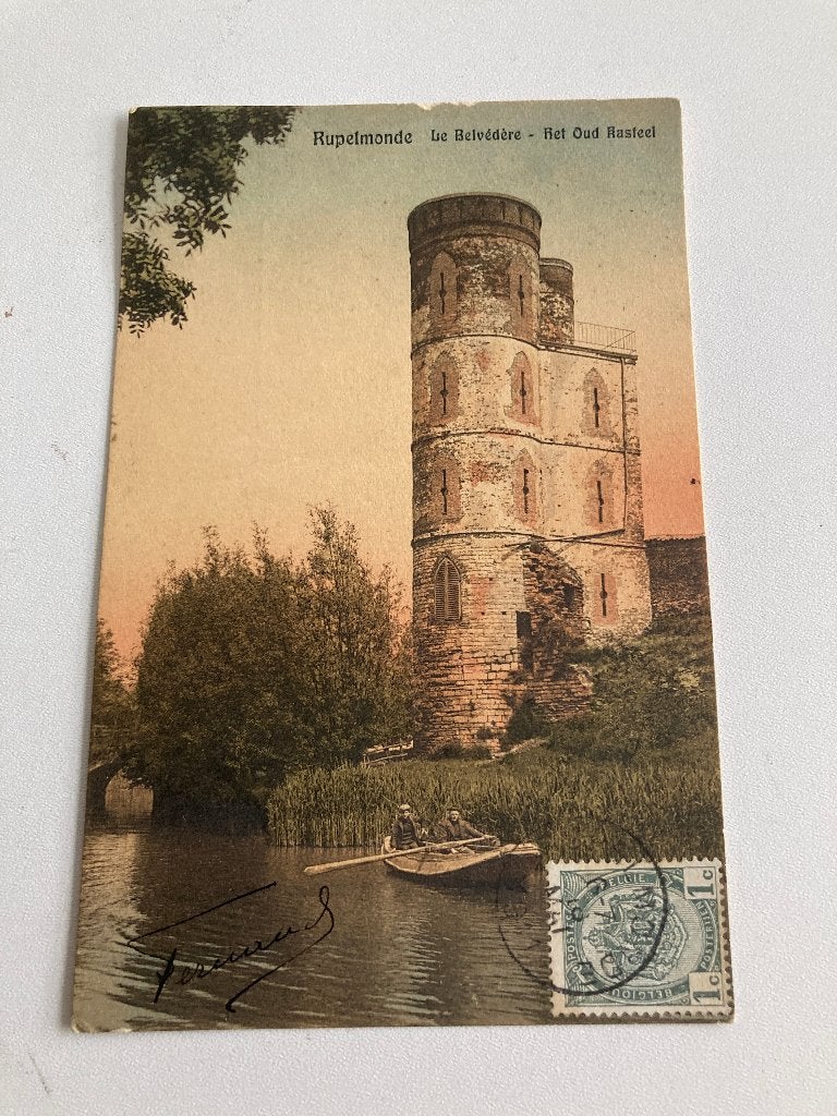 PK Rupelmonde : Le Bélvédère - Het oud kasteel 1911 roeiboot, Ophalen of Verzenden, Voor 1920, Gelopen, Oost-Vlaanderen