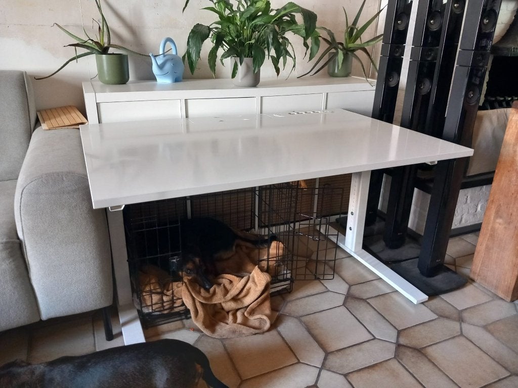 MITTZON bureau wit 120x80, Huis en Inrichting, Bureaus, Ophalen, Zit-sta bureau, Gebruikt, 120 cm