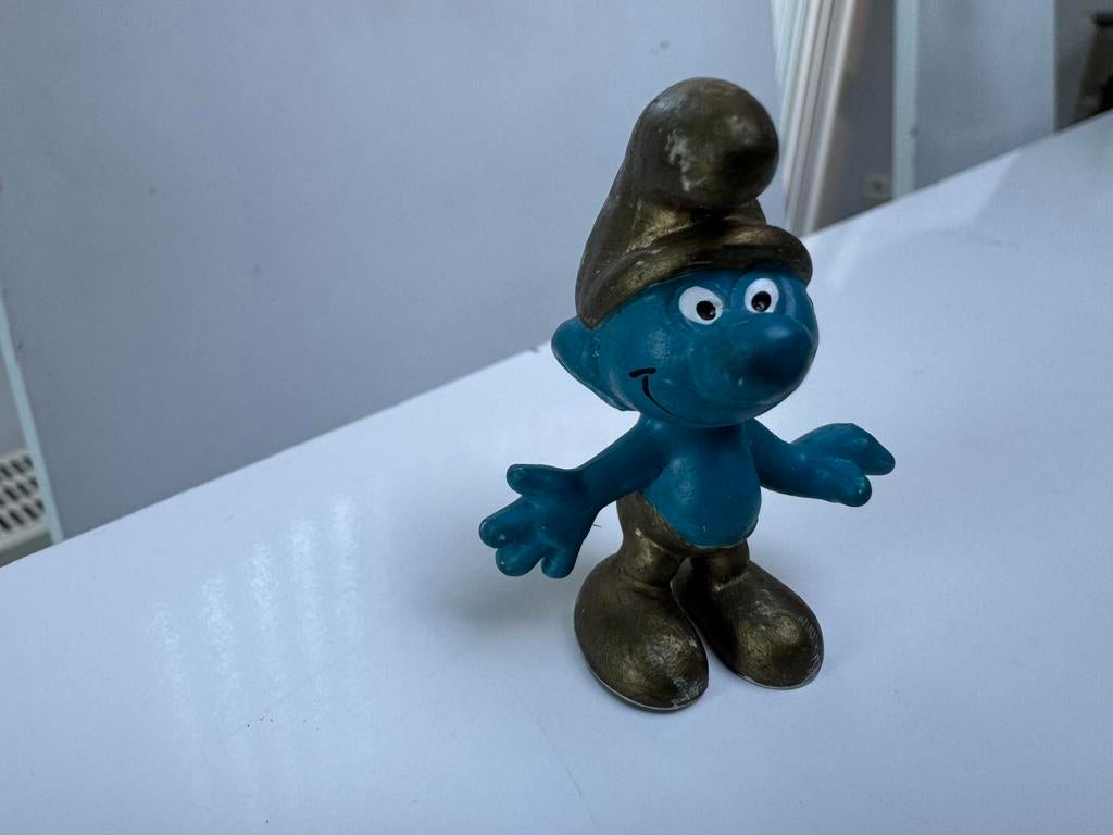 Miniatuur smurf - Gouden smurf, Ophalen of Verzenden, Gebruikt, Overige Smurfen, Poppetje, Figuurtje of Knuffel
