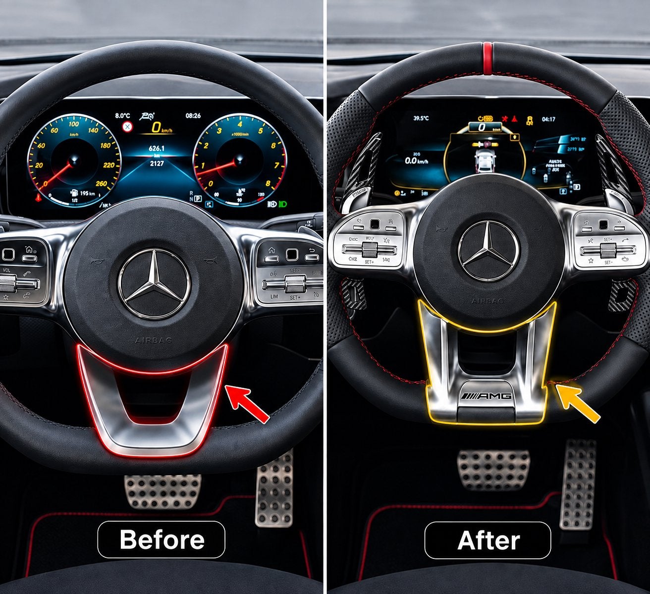 Premium AMG-stijl upgradekit stuurwielafwerking, Autos : Pièces & Accessoires, Enlèvement ou Envoi, Mercedes-Benz