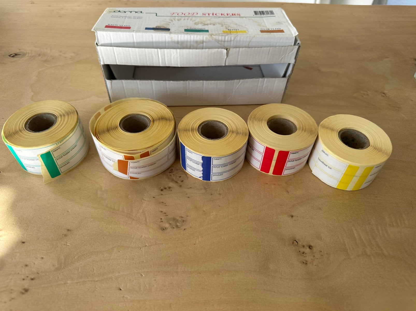 Dorna HACCP Food Stickers / Coderingsstickers dispenser, Huis en Inrichting, Ophalen of Verzenden, Zo goed als nieuw