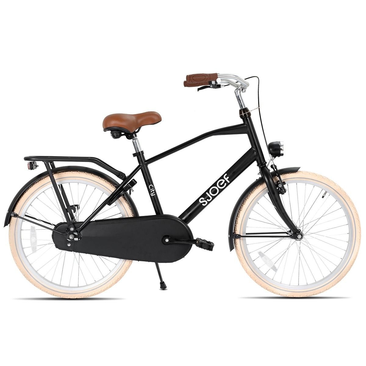 SJOEF City Jongensfiets 24 inch - Mat Zwart, Ophalen, 24 inch, Handrem