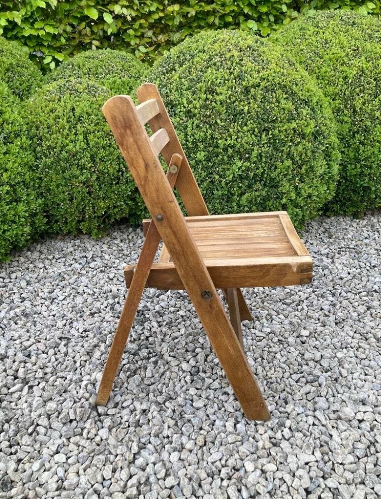 Massief houten kinderklapstoeltje 1973, Tuin en Terras, Ophalen, Hout, Inklapbaar