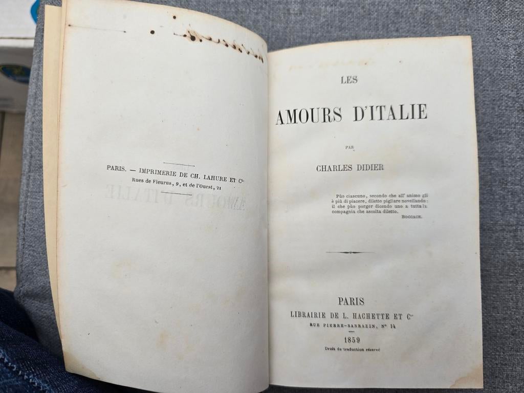 Les amours d'Italie, Charles Didier, 1859 Hachette, Antiquités & Art, Enlèvement ou Envoi