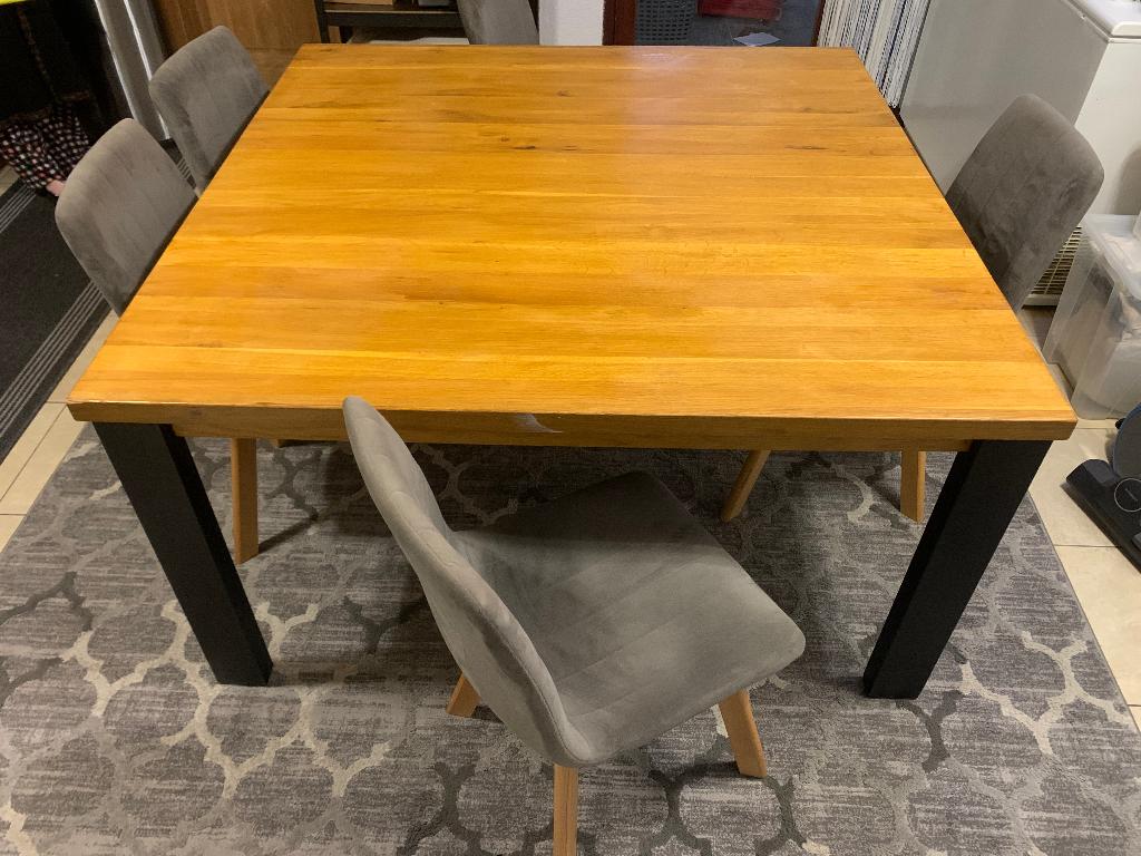 Eiken tafel met  6 stoelen, Ophalen, Gebruikt, 100 tot 150 cm, 100 tot 150 cm