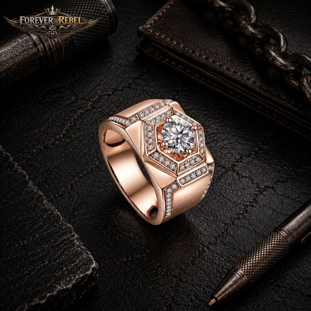 Rocco Imperium Rosé Moissanite Ring 925 Zilver Diverse Maten, Handtassen en Accessoires, Ringen, Verzenden, Heer, Nieuw, Roze