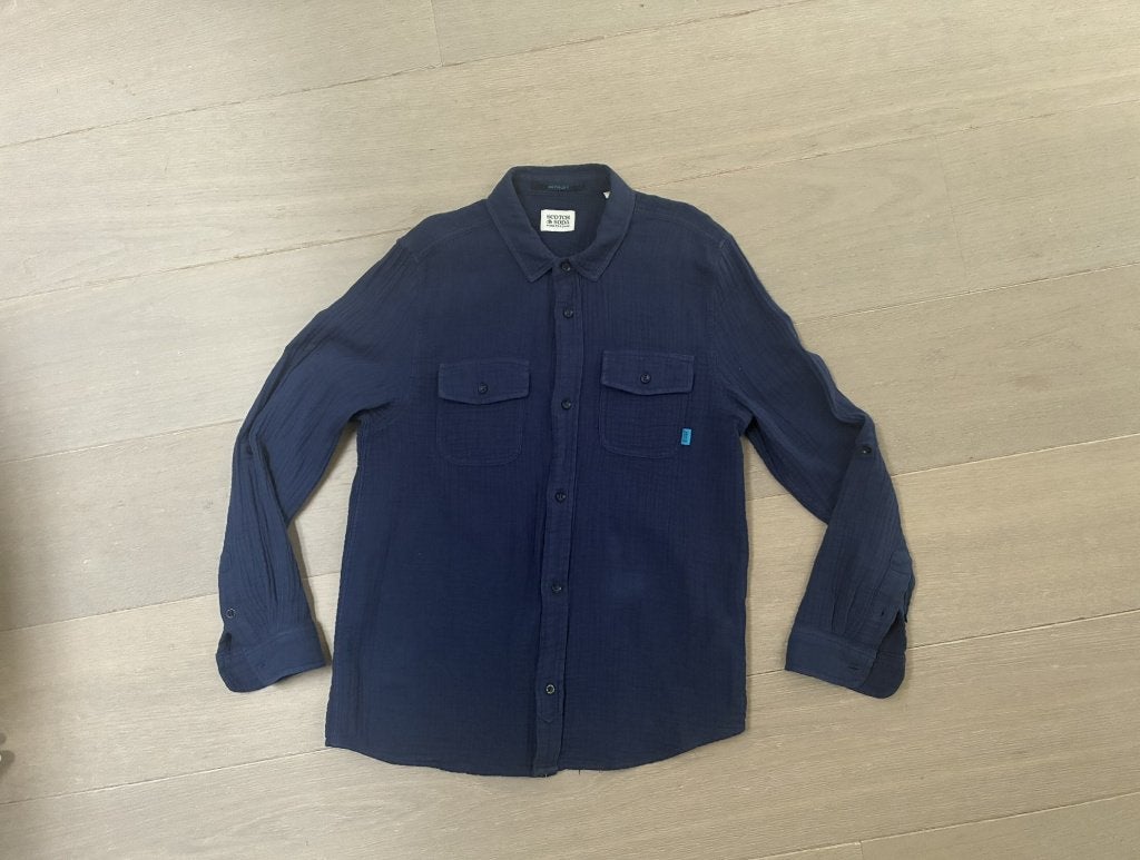 Donkerblauw Hemd van Scotch&Soda. (Maat 12 jaar/152), Ophalen of Verzenden, Zo goed als nieuw, Jongen, Shirt of Longsleeve