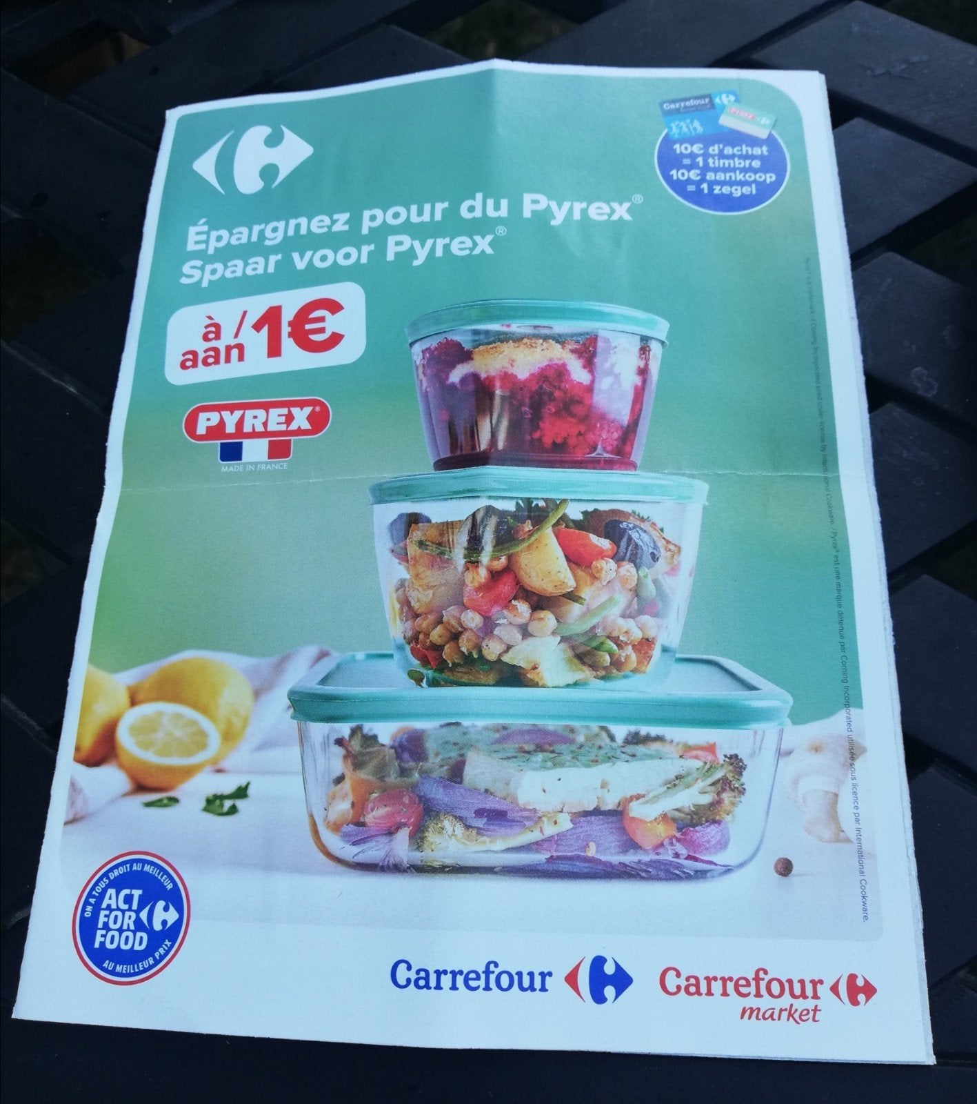 2 timbres pour l'action pyrex de chez Carrefour