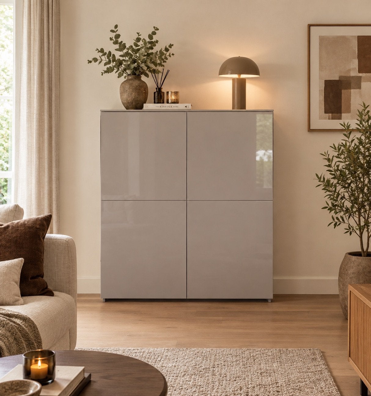 Design Natuzzi halkast Taupe kleur, Enlèvement, Comme neuf