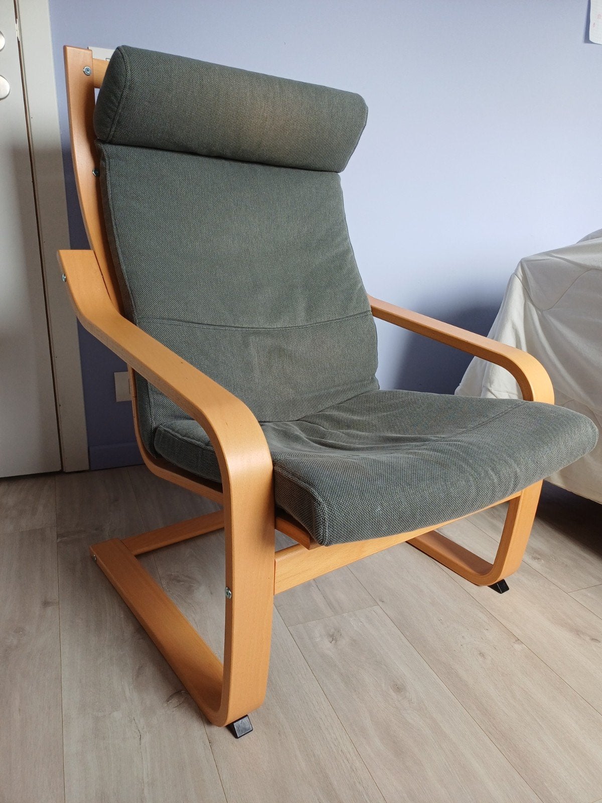 Fauteuil grijs, Enlèvement, Utilisé, Bois