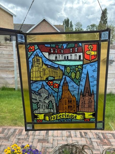 Poperinge groot glasraam, Antiek en Kunst, Ophalen