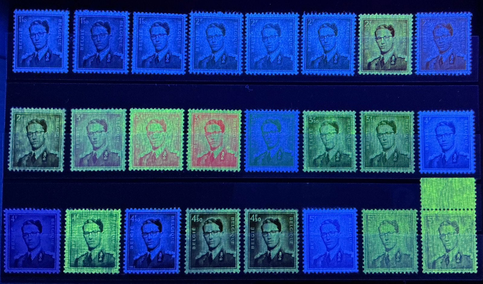 LOT A11. BAUDOUIN. 24 nuances/valeurs/papier. MNH. **, Neuf, Enlèvement ou Envoi, Non oblitéré, Gomme originale