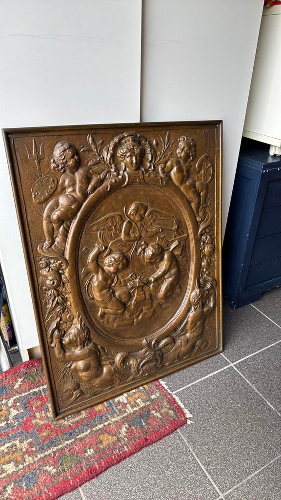 Antieke haardplaat (koper), Ophalen, Zo goed als nieuw