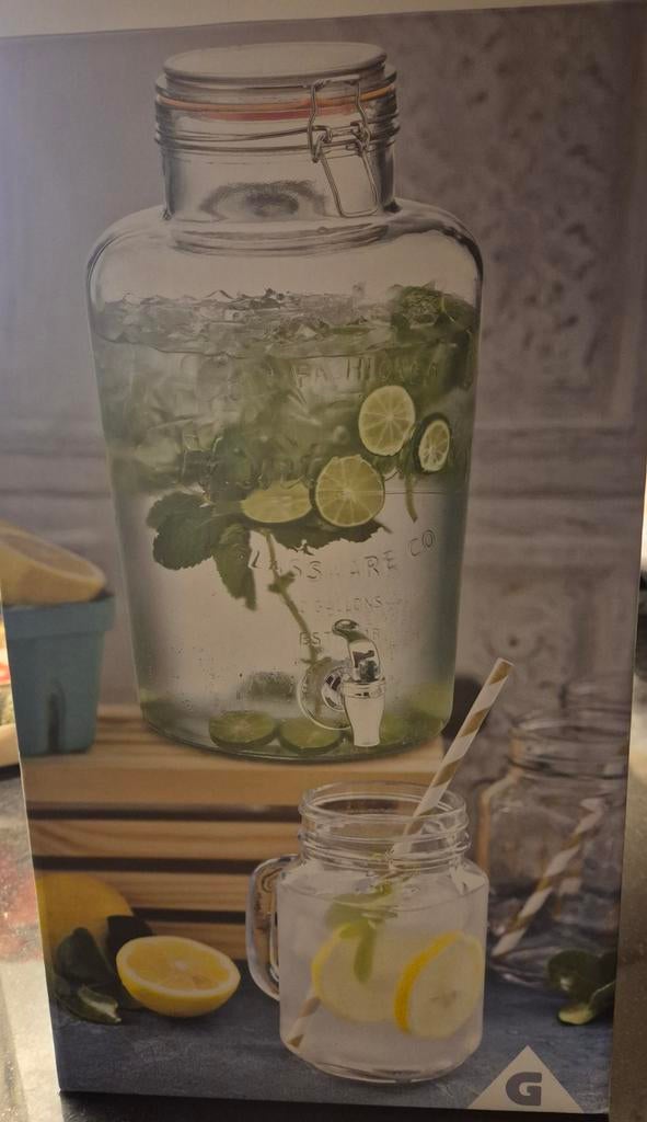 Dispencer xxl 8l met kraan, transparant., Ophalen, Nieuw, Glas