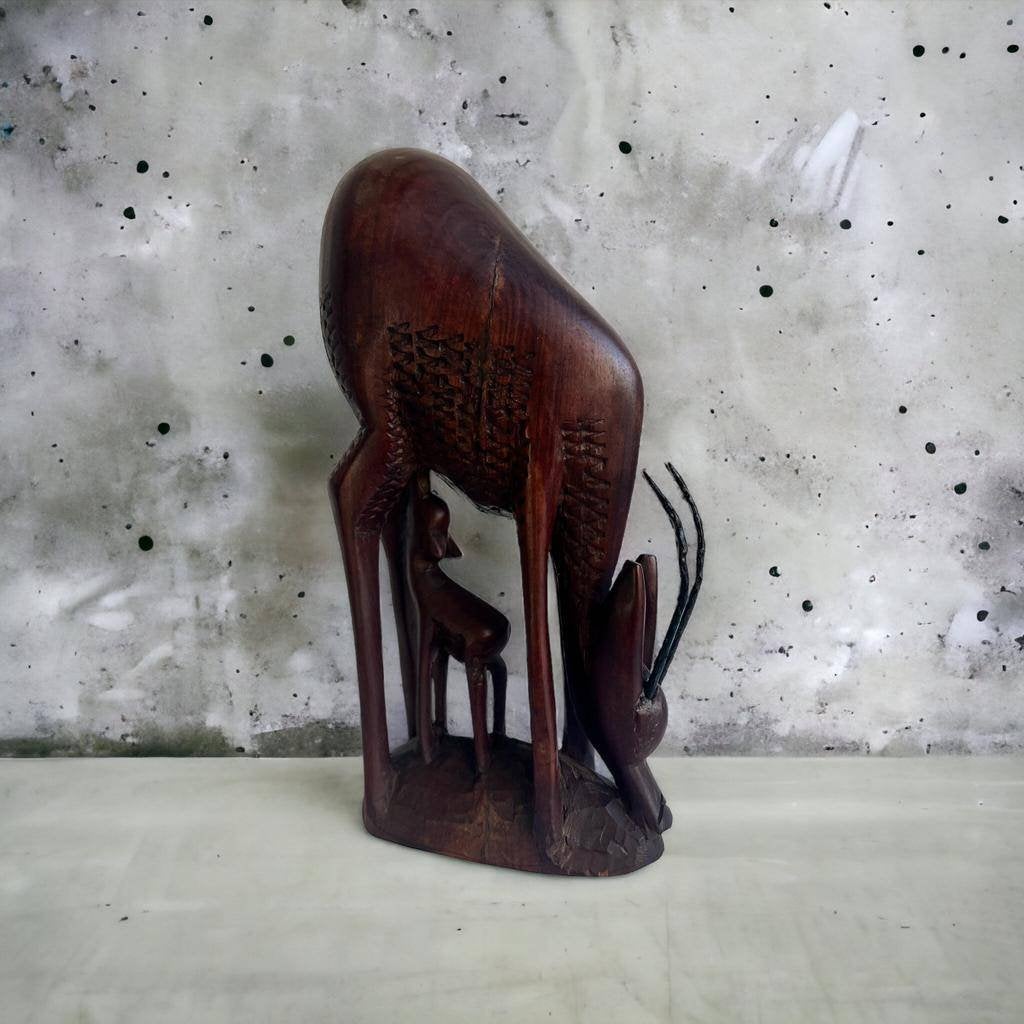 Vintage houten antilope / hert beeld, Ophalen, Beeld