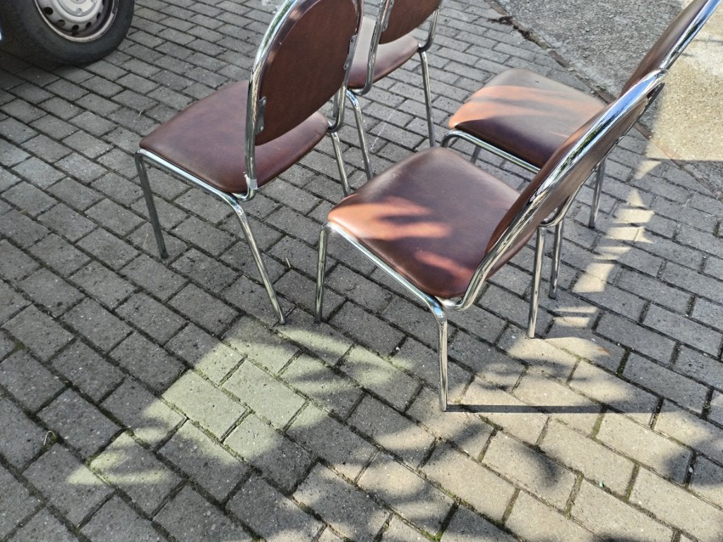 4 stoelen stevige, Ophalen, Gebruikt, Bruin, Leer