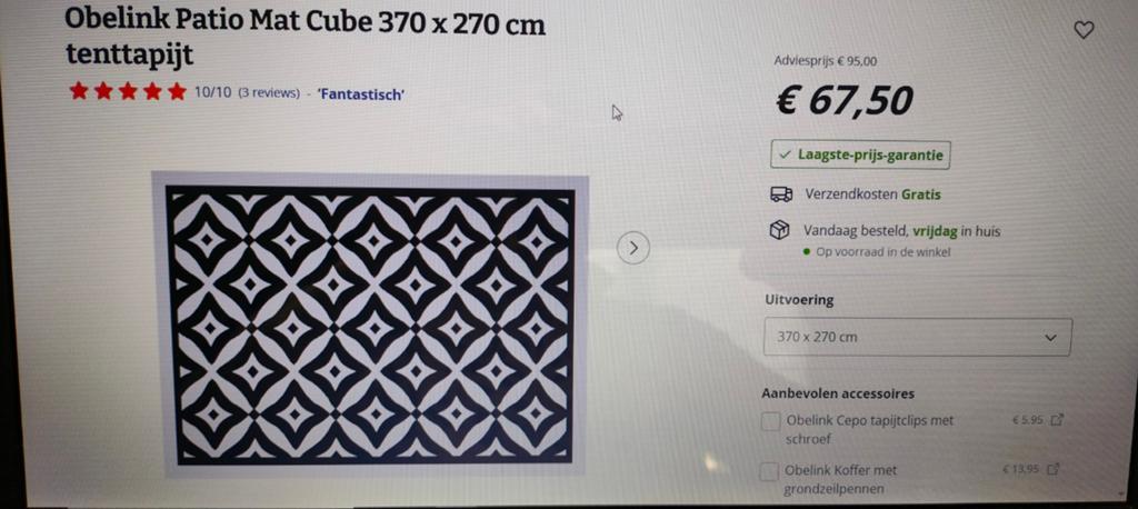 Tapijt voor caravan of camper, Caravans en Kamperen, Ophalen