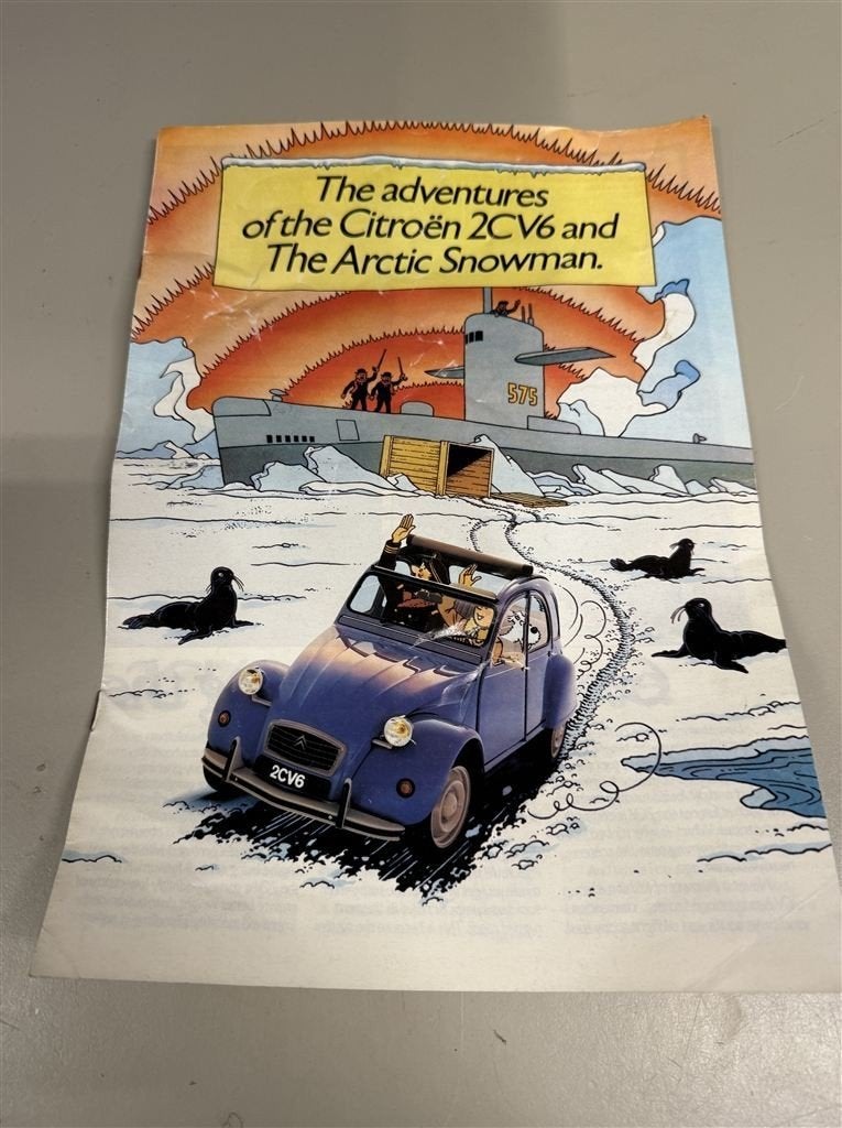kuifje - Citroen 2cv6 Tintin Arctic Snowman brochure K2040 D, Ophalen of Verzenden, Gelezen