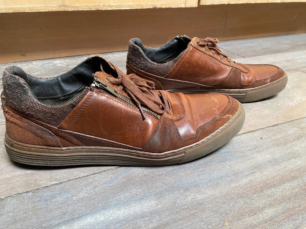 Walkys Sneakers 45 cuir marron tirette et lacets. Bon état, Brun, Porté, Walkys, Baskets