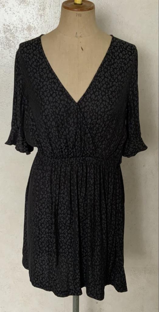 Jurk met panterprint, Kleding | Dames, Verzenden, Zwart, Maat 36 (S), Boven de knie