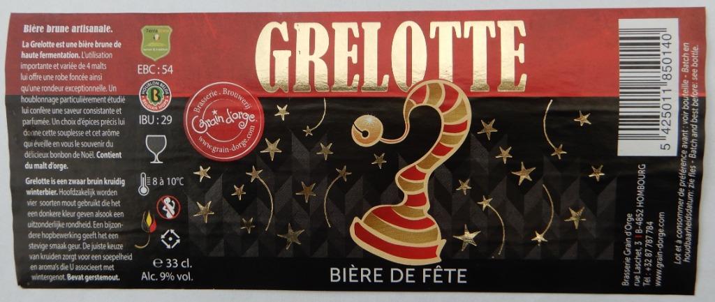 Étiquette de bière Grelotte Bière de Fête Grain d'Orge 11d0, Envoi, Utilisé