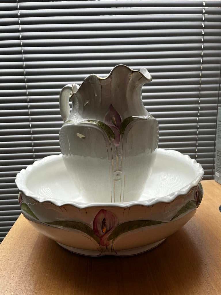 Antieke faience lavabo set – Saint Ghislain (België) – 1900, Ophalen