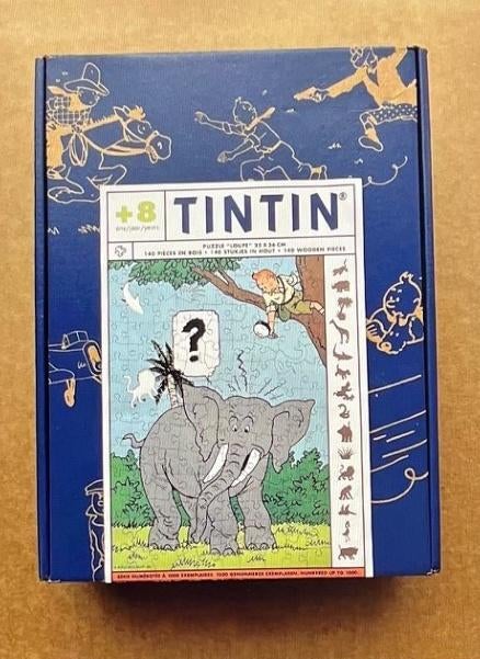 Kuifje puzzel „Vergrootglas en de olifant” - Houten stukjes!, Verzenden, Legpuzzel