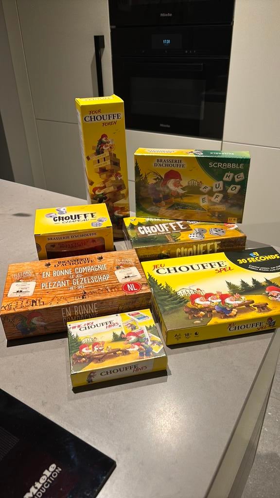 Chouffe spelletjes 7 stuks toren verkocht, Ophalen of Verzenden, Zo goed als nieuw
