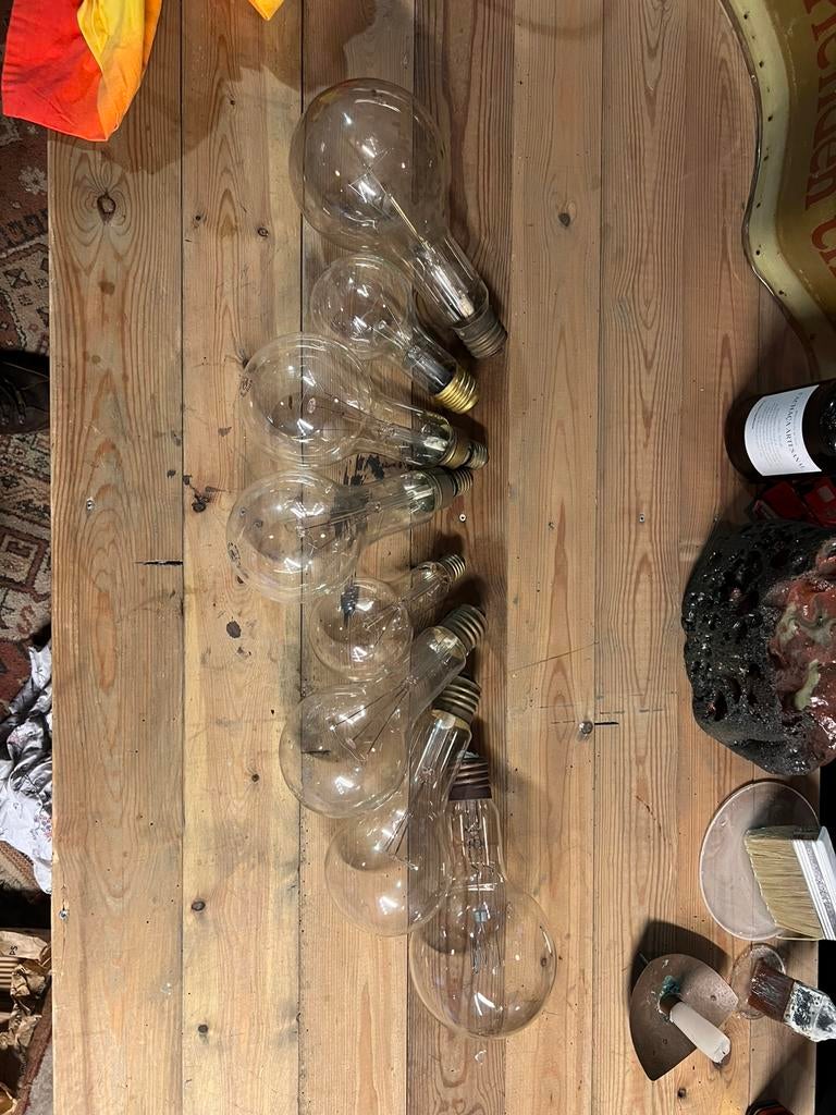 Vintage gloeilampen - set van 9, Ophalen of Verzenden, Gebruikt, 60 watt of meer, Gloeilamp