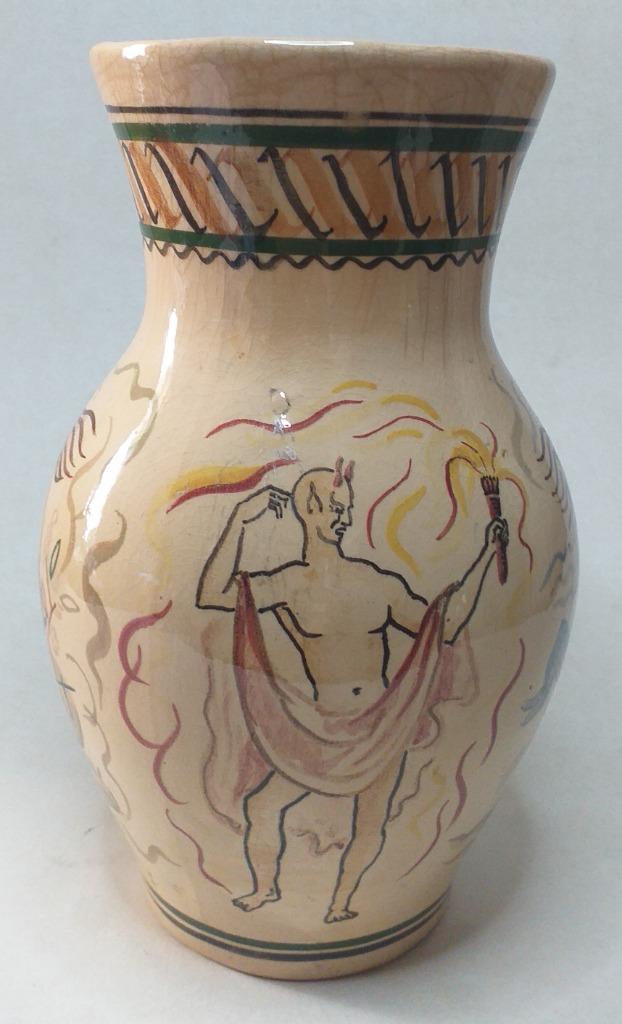 Vase peint à la main - les quatre éléments, Antiquités & Art, Antiquités | Céramique & Poterie, Enlèvement ou Envoi
