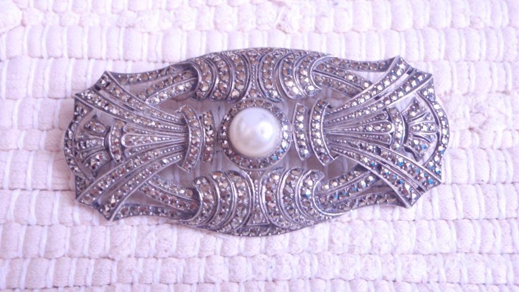 Prachtige antieke broche in 935 zilver, Bijoux, Sacs & Beauté, Broches, Enlèvement, Argent, Argent