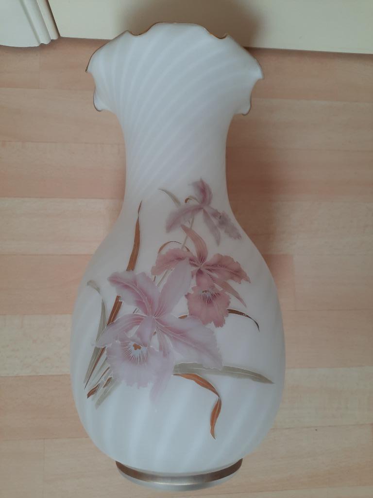 Vintage opaline vaas met roze bloemen, Ophalen