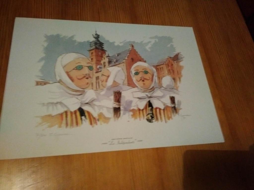 Litho Carnaval de Binche signée et numérotée, Enlèvement, Comme neuf